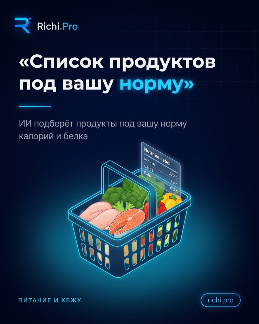 Список продуктов под вашу норму